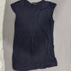 All Saints Dark Blue Cap Sleeve Tee
